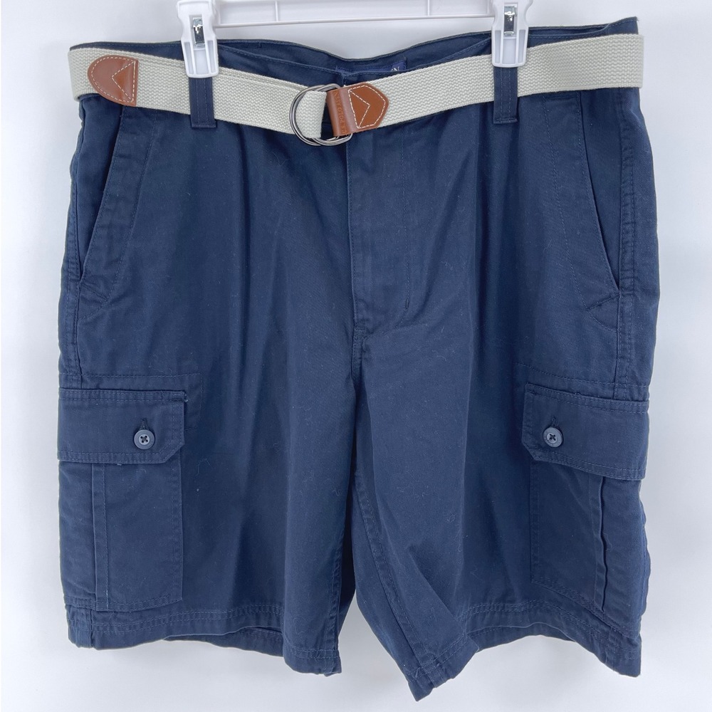 U.S. Polo Assn. Men's Navy Blue Belted Cargo Shorts Pockets Casual Size 38